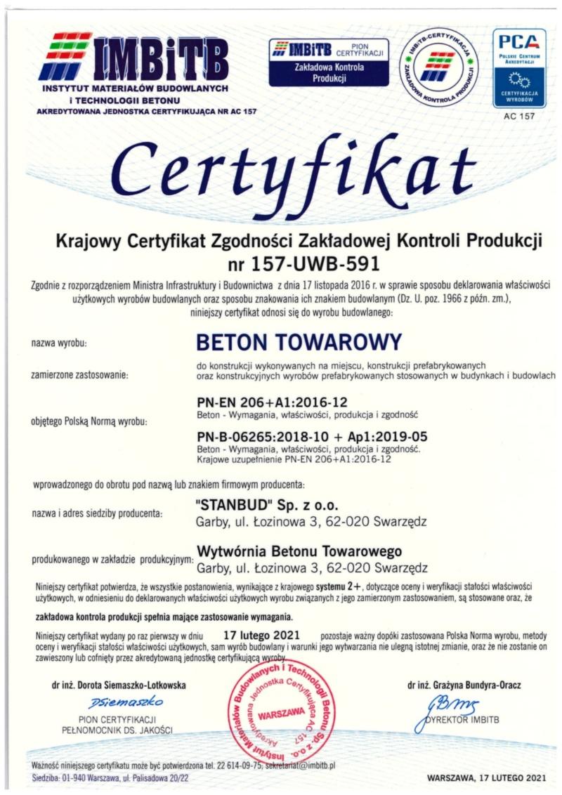 certyfikat - beton towarowy